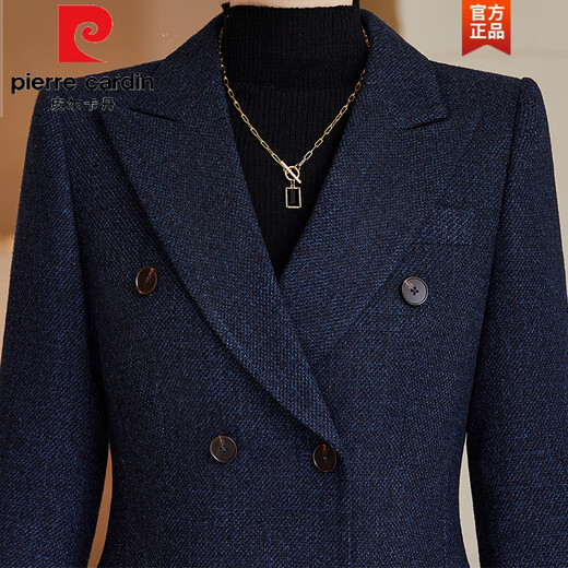 Pierre Cardin premium blazer women's autumn and winter style commuting professional suit slim woolen suit workplace business formal wear navy blue suit + pants M
