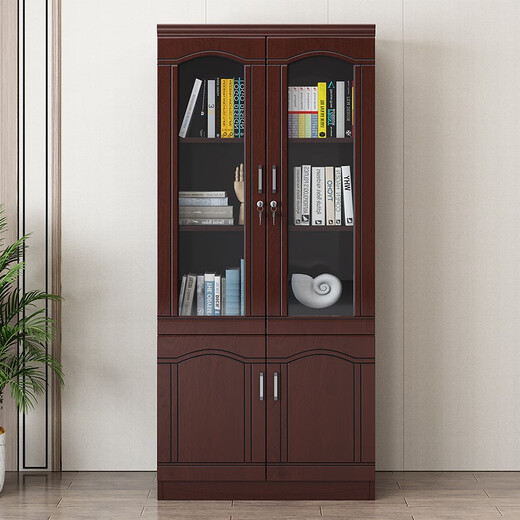 Miafei Boss Desk Modern Simple Straight Side Office Desk President Desk New Chinese Style Office Desk and Chair Single Office Furniture Combination 2 Meter Desk + Double Cabinet + Boss Chair + 4 Door Bookcase