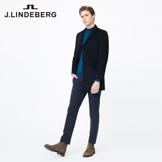 J. Linindebergs neue Frühlings- und Sommer -Wolle trendy Casual Anzug Halsband Wollmantel Jacke Paf dunkel schwarz und blau XS