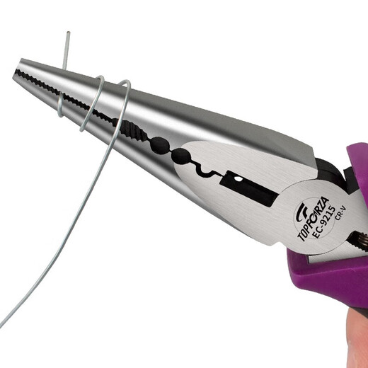 TOPFORZA vise with teeth tip nose pliers oblique nose pliers oblique mouth pliers wire pliers two-color handle electrician pliers clamping winding wire cutters 6-inch EC-9215 Japanese pointed pliers