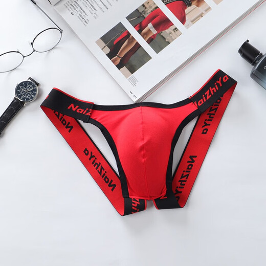 Yu Zhaolin (YUZHAOLIN) Men's solid color letters pure and extra large front bag cotton pants sexy thong men's underwear wide rubber T-pants NK334 black 1 piece single size (120-140Jin [Jin equals 0.5 kg])