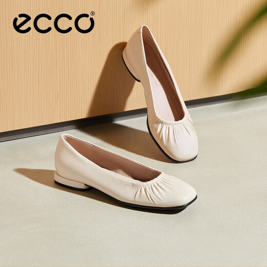 ECCO-Single-Schuhe für Frauen Ni Ni's gleicher Stil wie Schaffell mit einbeinigem quadratischem Zehenleichter Mund flach niedriger Absatzschuhe Anni 208553 Grau 20855301378 Sommer Empfohlene Farbe 37
