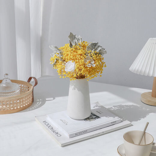 Aiman (Aiman) Leichte Luxus nordisch natürliche getrocknete Blumen Bouquet von unsterblichen Sternen Rosen Ins Style Home Dekoration getrocknete Blumen Bag Geschenk A841S Bouquet mit Flasche