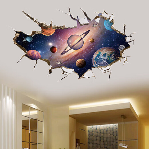 Jingeyu Cosmic Starry Sky Ceiling Sticker Planet Universe Space 3D Three-dimensional Wall Sticker Living Room Ceiling Wall Bedroom Creation Moon Night Starry Sky 9227 Big