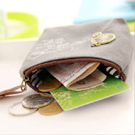 Qindu Retro klassische nostalgische Leinwand kleiner Münzbrieftasche Schlüsselbeutel tragbare Kartenbeutel Frauen kleiner Beutel Coin Brieftasche Retro-Bike 1 Stück