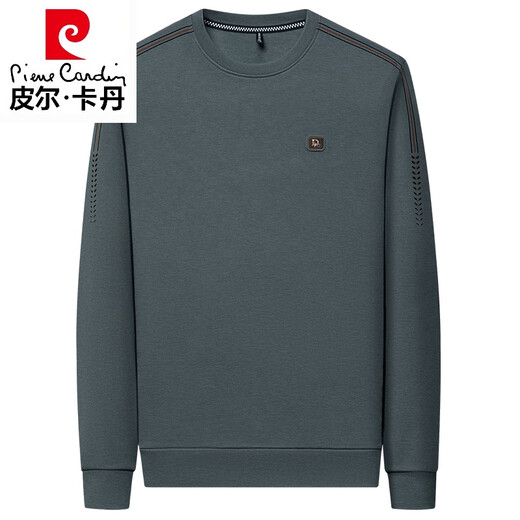 Pierre Cardin High-End-Herren-Sweatshirt-Frühling und Herbst New Lose Middle Middle Basis Hemd oberen runden Hals reine Baumwolle Langarmed T-Shirt 6625 Grün [High-End-bequeme Baumwolle] 165/M100-120jin [Jin gleich 0,5 kg] Verschleiß tragen