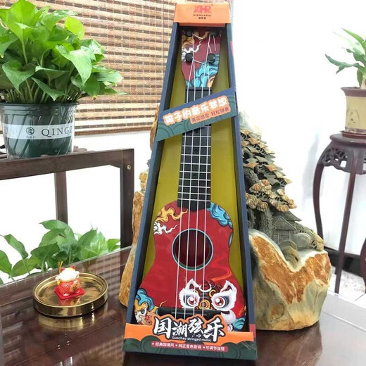 Quan Biyan Ukulele Kinderkinder -Gitarren -Anfänger -Musik -Aufklärungshilfen für Kinder und Kleinkind -Simulation Musikinstrument Toys 44cm Ukulele [National Trend Lion Dance] Simulation mit einer Auswahl können gespielt werden, mit einer Auswahl