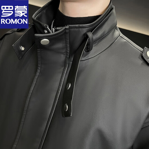 Veste en cuir Romon Veste à la mode masculine American Retro Flying Motorcycle haut de gamme printemps et automne en cuir automne 2025 Nouveau modèle 9901 noir m noir M