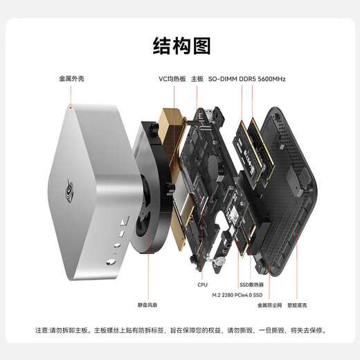 Национальная субсидия 20 % в нулевой момент Новое поколение SER8 8845HS Высокопроизводительный процессор AMD Ryzen 7 Сверхтихий мини-компьютер для игр и офиса серый 16 ГБ/1 ТБ