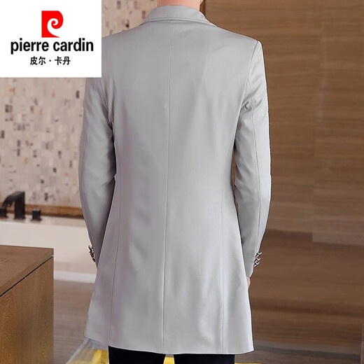 Pierre Cardin windbreaker men's 2024 new mid-length spring and autumn coat casual trendy men's handsome thin spring and autumn day coat burgundy L 170