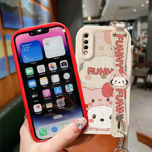 
WAIDM wristband suitable for vivoY7s mobile phone case for women, full cover anti-fall vivo Y7s lanyard crossbody protective cover vovoy7s soft shell wrist type silicone shell bracket new model [anti-fall veneer white] HH1473 vivo Y7s
