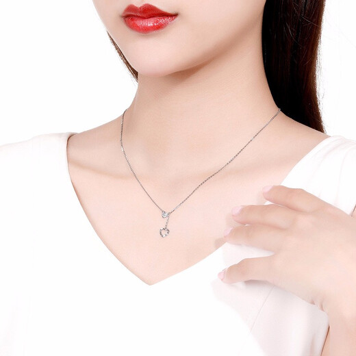 Saturday Fortune (ZLF) PT950 platinum necklace for women, simple hollow love tassel set chain 40cm + tail chain 5cm -3.40g