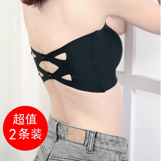 Renlofer strapless bra-wrapped tube top and beautiful back Internet celebrity suspender bra women's bottoming top off-shoulder push-up bra 2-pack white 2-piece