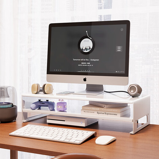 Kunfeng Computer Elevated Office Desktop Free Installation Desktop Screen Rack Monitor Pad High Carbon Steel Bracket Black Double Layer Free Installation With Hanging Box Thickened Carbon Steel