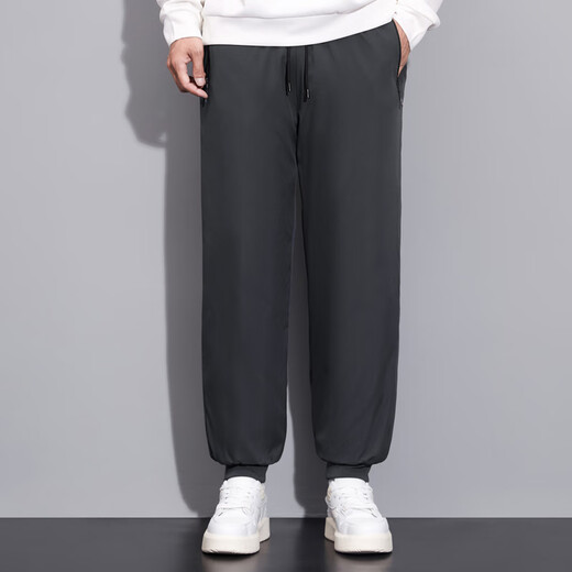 RFKU加厚加绒裤子男冬季宽松束脚裤直筒休闲裤男士潮流运动保暖棉裤 黑色-束口 3XL (160-180斤)