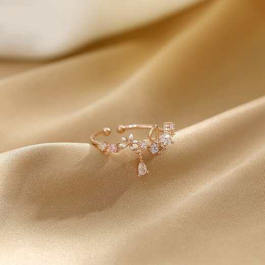 Qi Xiaomi flower ring for women ins fashion small fresh fashion personality opening adjustable niche design index finger ring gift