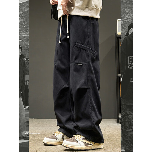 Katuchi American Fashion Brand Work Pantalon Men Spring and Automne Loose Loose Straight-Leg-leg Pantalon High Street Casual Sports Pantalon Long Men Black 3xl [suggéré 160-180jin [Jin est égal à 0,5 kg]]]