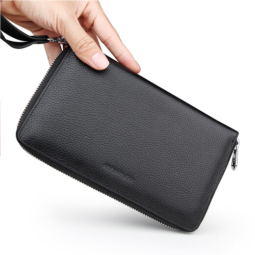 Oufan Kati Large Capacity Card Holder Men's Genuine Leather Card Holder Women's Business Card Holder Bank Card Card Holder Multi-Card Slot Storage Bag Document Bag Black