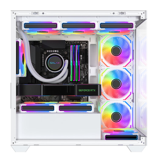 影驰极光3-M海景房电脑机箱白色（无立柱全视版/M-ATX/支持360水冷/快拆侧板/可装40系长显卡）