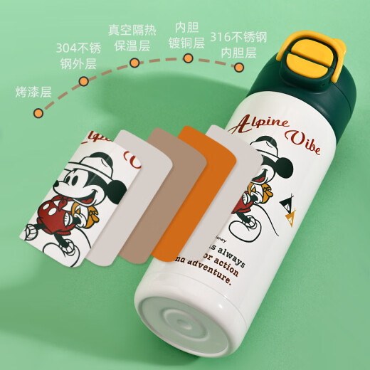 迪士尼儿童保温杯316不锈钢食品级小学生双饮俩用水壶水杯放书包保温壶 6296草莓熊保温杯 520ml