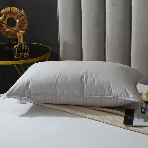 ROLAND LIVE全棉抗菌羽绒枕纯棉舒适护颈枕芯单人家用酒店枕头芯成人一只装 LN全棉羽绒枕-灰色 一只装 48*70cm