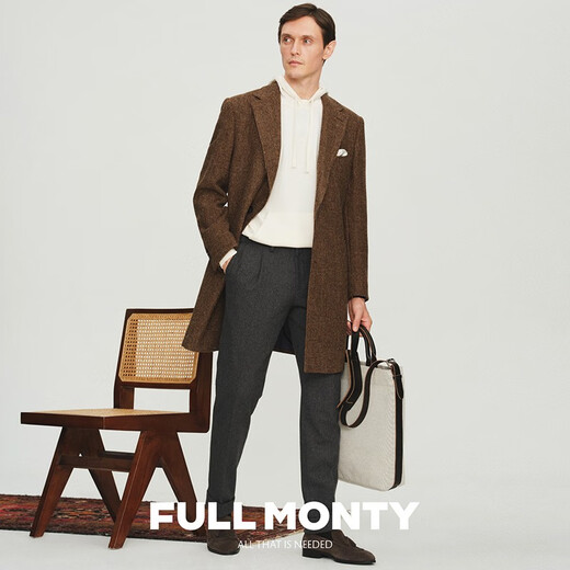 FULL MONTY秋冬季白色连帽针织卫衣休闲长袖套头外套男士羊毛可机洗易打理 白色8804 S