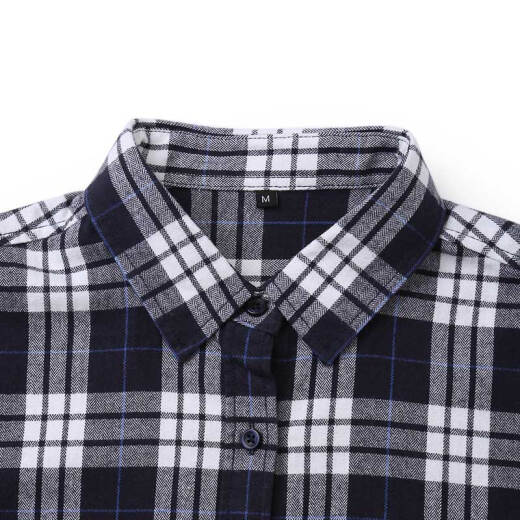 Made in Tokyo, women's shirt pure cotton long-sleeved flannel plaid shirt blue plaid M (160/80A)