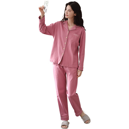 雅鹿2025年新款网红睡衣女春秋季自带胸垫长袖简约大码冬天家居服套装 AQT-9909女款(无胸垫版) XXL码(推荐166-176CM，适合体重1