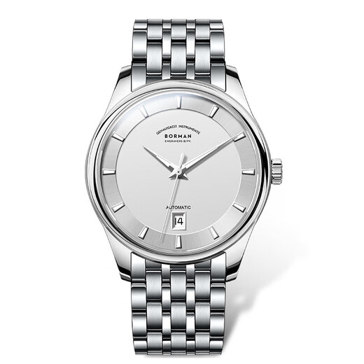 
Boman official website German certified brand watch men's mechanical watch fully automatic men's watch calendar luminous waterproof men's watch [SF] 3882 silver shell white surface - silver steel belt 39mm