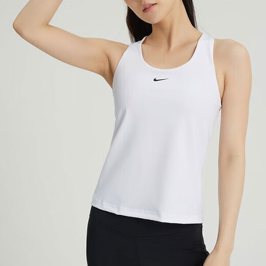 Nike vest women's summer new fashion hook fitness yoga training sportswear breathable casual sleeveless T-shirt DV9898-100 comes with chest pads without displacement XL