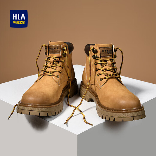Hailan Home HLA men's boots retro trendy Martin boots men's outdoor versatile work clothes big yellow boots men T121 earth yellow 42