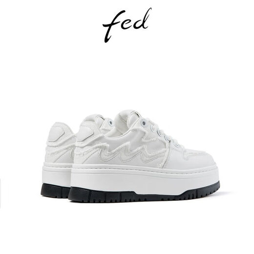 Fed Mall Soms de chaussures blanches à semelle épaisse automne Nouvelles chaussures pour femmes chaussures de sport en cuir r0904-yab679 bleu / blanc 38