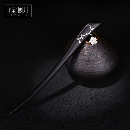 Fu Tiaoer's original design, hand-inlaid silver peach cherry blossom hairpin for women in ancient Hanfu, maple leaf hairpin, niche aesthetic gift 1