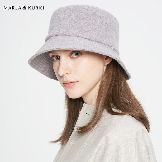 Maria Gucci (MARJA KURKI) warm wool hat for women in winter, basic hat, flat top fashionable casual hat, gray camel