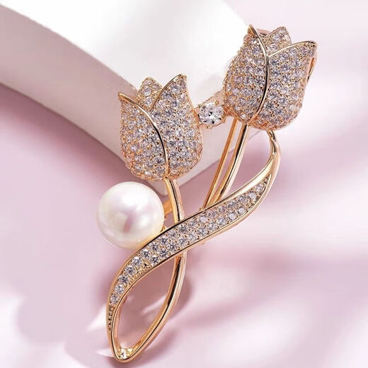 He Niang Rose Brooch Summer Suit Suit Women's Corsage Brooch Light Luxurious Autumn and Winter Brooch Gold