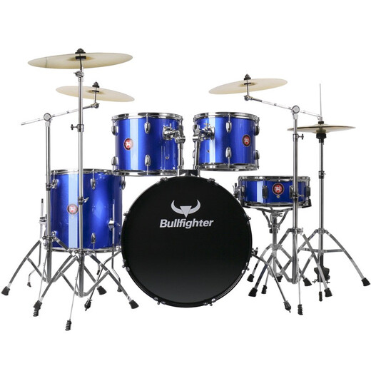 Taule de taureau de tambour (taureau) adulte débutant pour enfants débutant de grade de jazz drum de grade de jazz instrument bleu 5 cymbales 4 cymbales (visage de tambour à la peau d'huile améliorée)