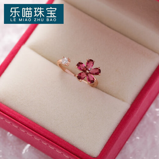 Lemiao Japanisch und Korean beliebter Flash Diamond Imitation Crystal Zirkon Blütenring mit einem leicht eingelegten süßen und vielseitigen Liebesblumenöffnungs -Dekoration 15#14123A (Champagner Gold) All Size