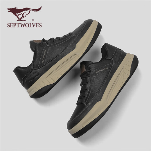 Sept loups Chaussures officielles pour hommes chaussures décontractées épaisses semelles extérieures chaussures de travail simples chaussures de sport w8343760631 noir 41