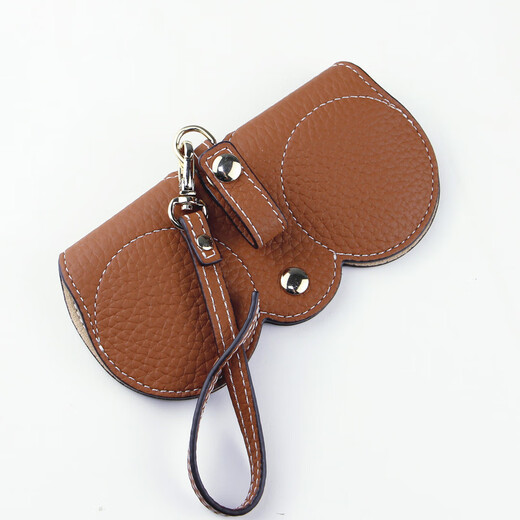 Xuansu Ins Sonnenbrille Tasche Echtes Cowhide Portable Brille Box Sonnenbrille Schutzhülle Süße Brille Clip Frauen Einfache Brille Khaki