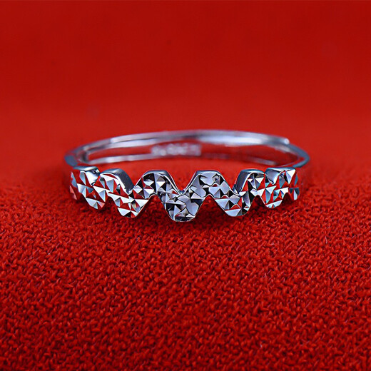 Yuan Shengfu's new PT950 fashionable wave platinum ring, women's platinum ring, adjustable, live and shiny, 2.27g