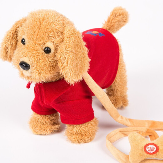 Children's electric toy dog, electric fiber rope, the dog can sing, walk, bark, smart plush electronic pet, robot dog puppy toy, simulated dog 241 red, 120 songs + tongue learning + tuning (USB direct charging) free gift