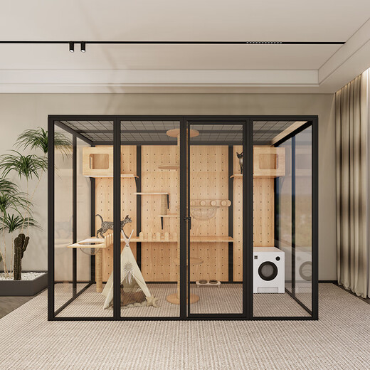 Panoramic cat villa cat house household cat cage large indoor cat villa cat cabinet luxury glass cat room customization A length 186 depth 120 height 183 package entry package installation