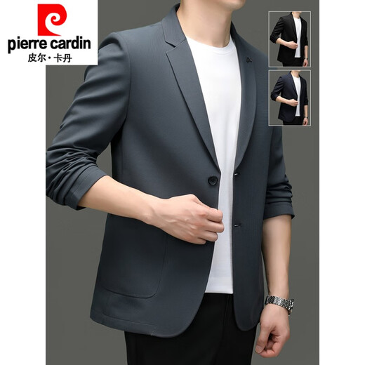 
Pierre cardin suit men's 2025 autumn new color top coat men's business versatile casual loose suit knitted 12398 gray L