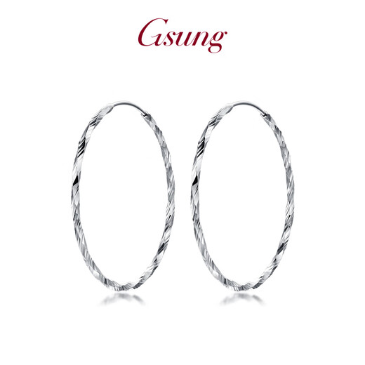GsunG platinum pt950 women's earrings earrings platinum fashion plain gold large hoop earrings square round heart-shaped earrings priced by gram, please contact customer service before bidding for gold price