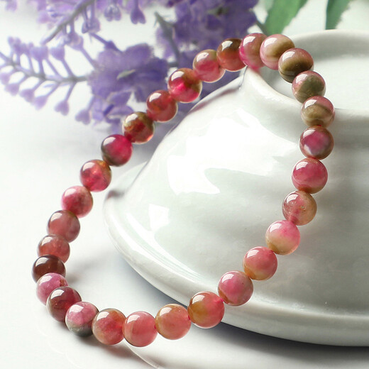 Natural Brazilian old pit material watermelon tourmaline bracelet Selection of women's round bead bracelet jewelry gifts 457739