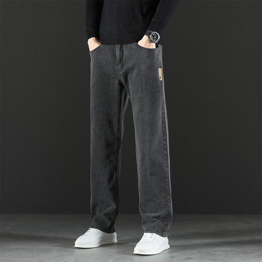 Aemape American Apple High-End-Jeans Männer Sommer grauer Frühling und Herbst Lose geradlinige Weitbein elastische Freizeithosen Männer 7020 Nina Grau Größe 34 Taillenumfang 2 Fuß 7 für 160 Jin [Jin gleich 0,5 kg]