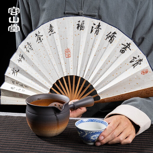 Rongshantang coarse pottery pot tea roasted milk tea pot around the stove tea brewing device Chaozhou Kung Fu kettle teapot electric ceramic stove health pot coarse pottery flame burning pot tea brewing device - extra large