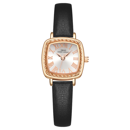 IBSO (IBSO) Top-Ten-Markenuhren für Damen, britische Studentenuhren aus Stein, Geburtstagsgeschenke für Freundinnen und Ehefrauen, 9226 ganz gold-schwarzer Gürtel, importiertes Uhrwerk