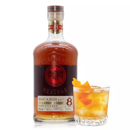 百加得（Bacardi）正品行货 朗姆鸡尾莫吉托洋酒基酒调酒烘焙原装原瓶进口 节日送礼 百加得8年朗姆酒 750mL 1瓶