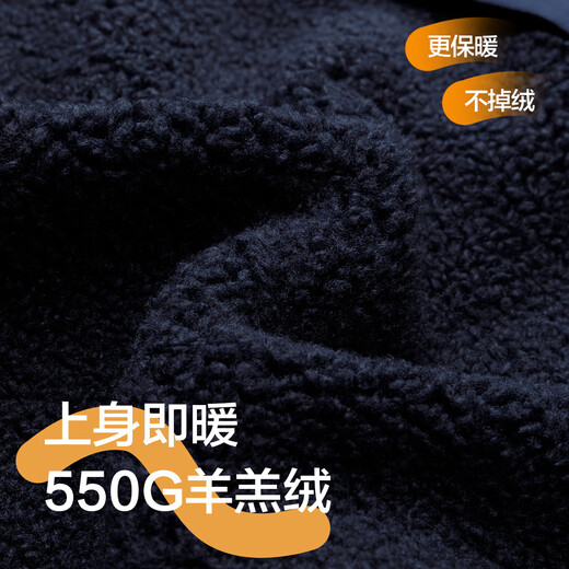 Zuoxi children's clothing boys' lambswool jacket with hood and velvet Children's autumn and winter clothing 2025 new oxygen Korean style trendy navy 140 Recommended height is about 140cm